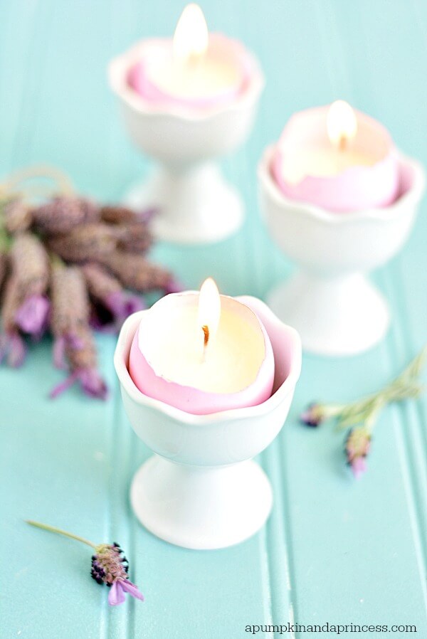 dyed eggs turned into tiny candles