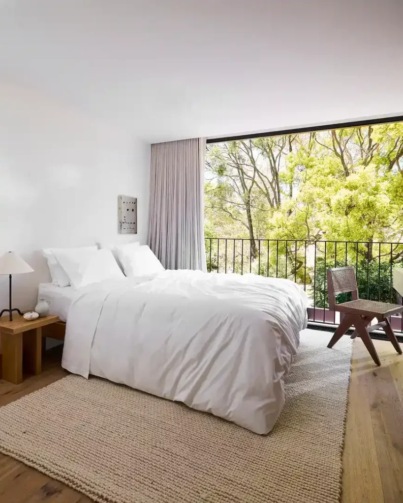 crisp white summer aesthetic bed with breathable sheets for summer