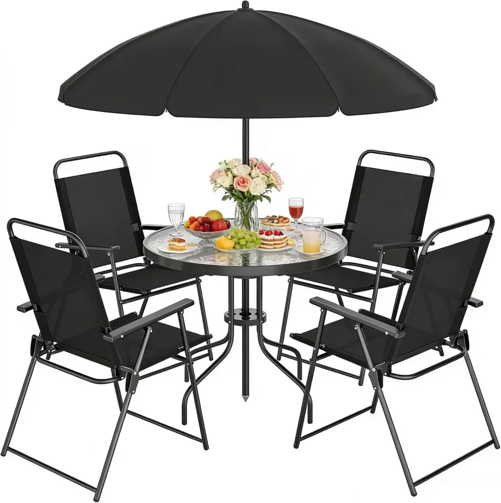 Complete Modern Glass Top  Balcony Table Set