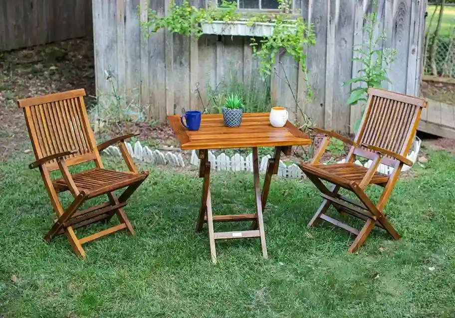 Weather-Resistant Teak Table & Chairs