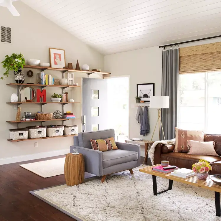 personal touches in an entryway living room combo space