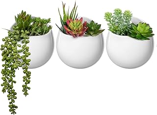 artificial succulents in wall planters