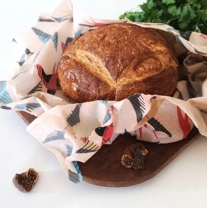 fresh bread in beeswax wrap are useful and unique housewarming gifts