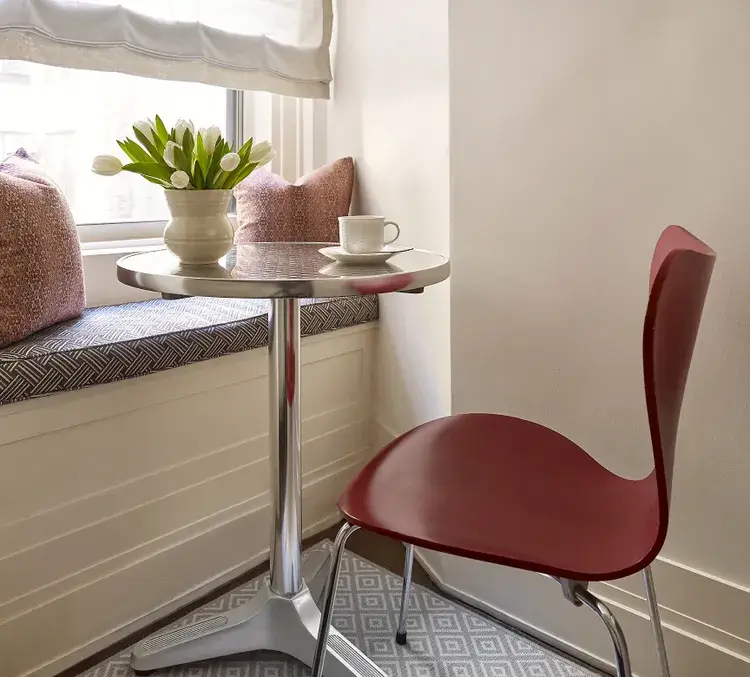 Cafe style breakfast corner using the window seat.