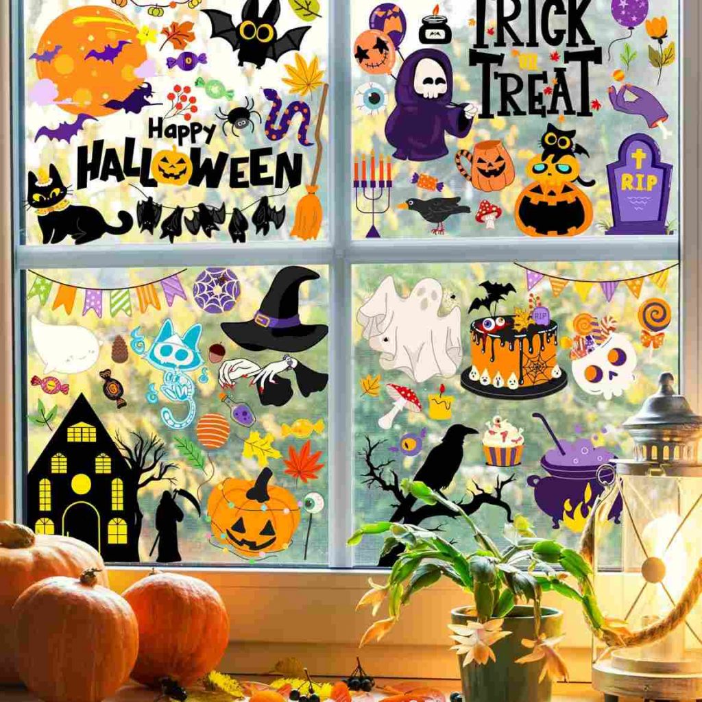 90s style Halloween Window Clings