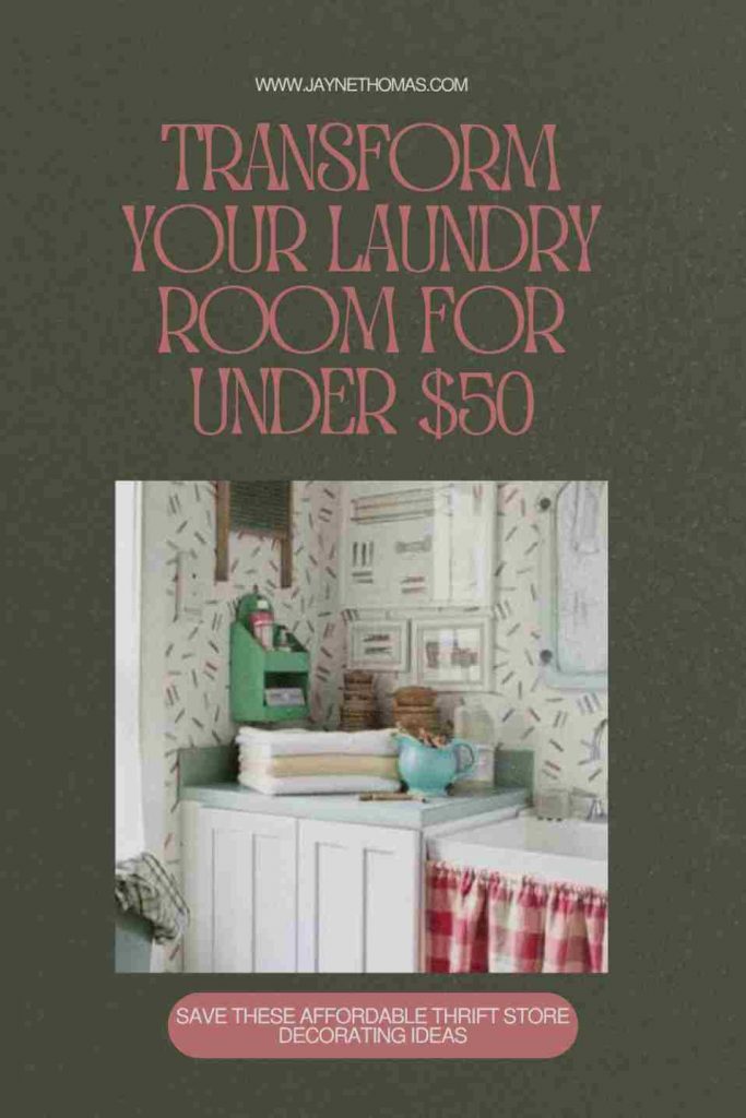 thrift store laundry decor Pinterest pin